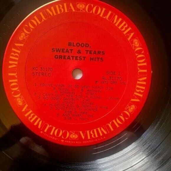 Blood Sweat & Tears Greatest Hits Columbia KC 31170 1972 CBS, Inc - Picture 5 of 6